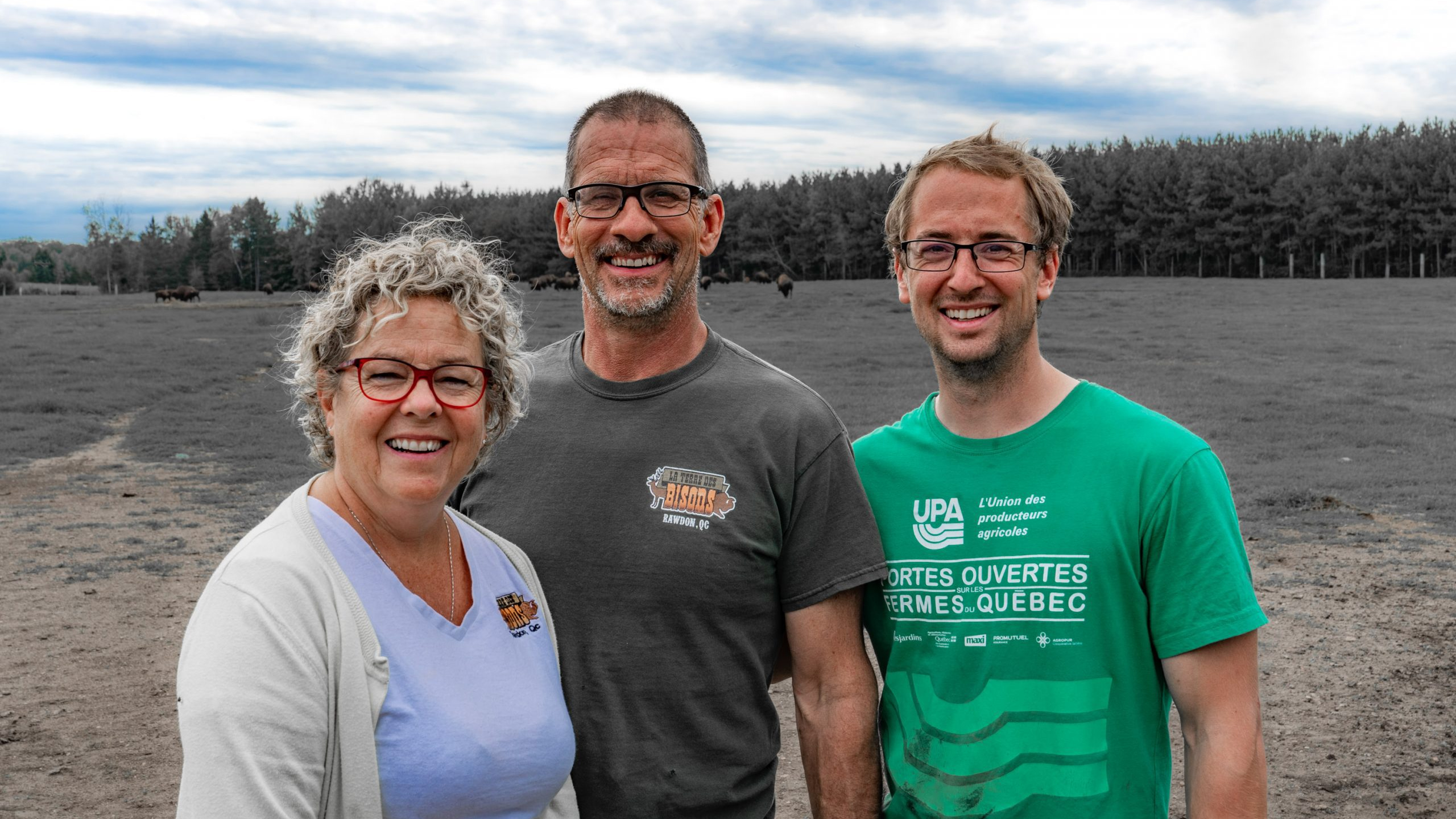 Josée Toupin, Alain Demontigny et Jean-Philippe Toupin-Demontigny à La terre des bisons